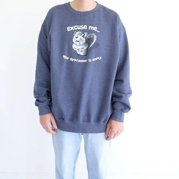 Port & Company Chipmunk Comedy FGrey Crew Neck Cotton Sweater XL - Picture 1 of 11